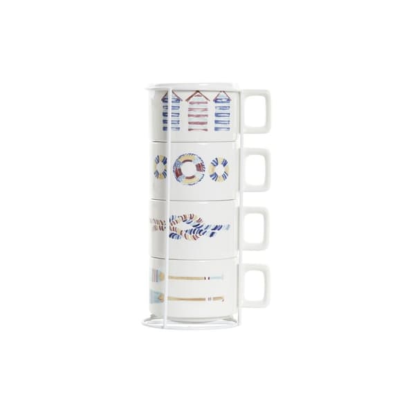 Osainen kahvikuppisetti DKD Home Decor Sininen Monivärinen Metalli Dolomite 260 ml