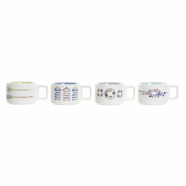 Osainen kahvikuppisetti DKD Home Decor Sininen Monivärinen Metalli Dolomite 260 ml