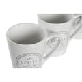 Miniatyrbild 3 av 3: Set med koppar och fat DKD Home Decor Vit Metall Stengods 300 ml 14 x 14 x 31 cm 12,5 x 9,5 x 10,5 cm (5 Delar)