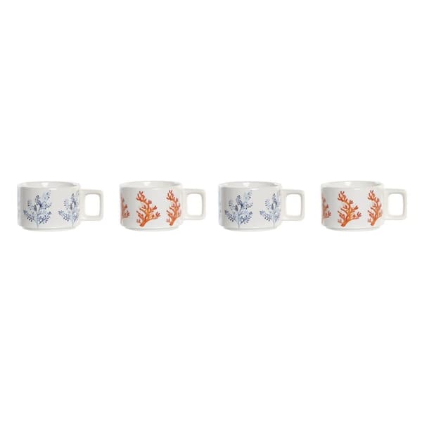 Set med kaffekoppar DKD Home Decor Blå Fuchsia Metall Dolomite 260 ml