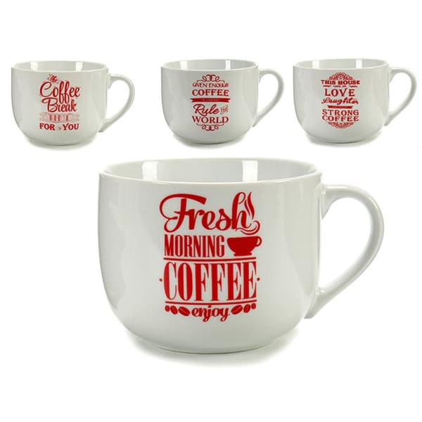 Puodelis Coffee Posliini Punainen Valkoinen 500 ml 24 osaa