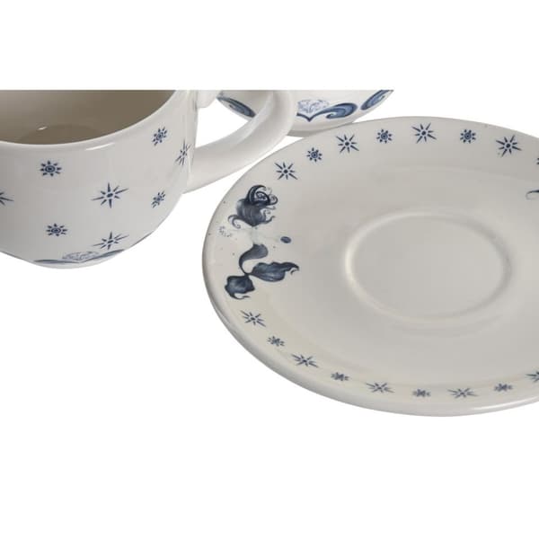 Mukisetti aluslautasilla DKD Home Decor Sininen Valkoinen Metalli Dolomite 180 ml 20 x 18 x 20 cm