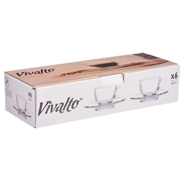 Kopp med assiett Vivalto S12212/BHA Transparent Glas 85 ml (6 antal)