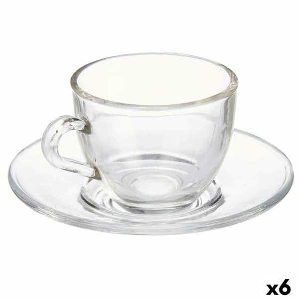 Kopp med assiett Vivalto S12212/BHA Transparent Glas 85 ml (6 antal)