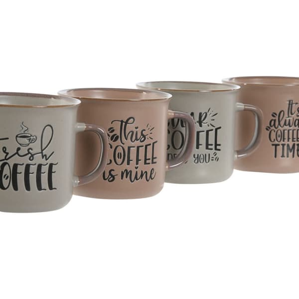 Set med 4 muggar Home ESPRIT Blå Rosa Stengods 285 ml 9 x 7 x 8 cm