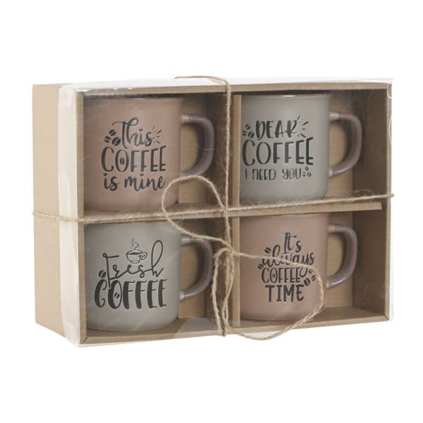 Set med 4 muggar Home ESPRIT Blå Rosa Stengods 285 ml 9 x 7 x 8 cm
