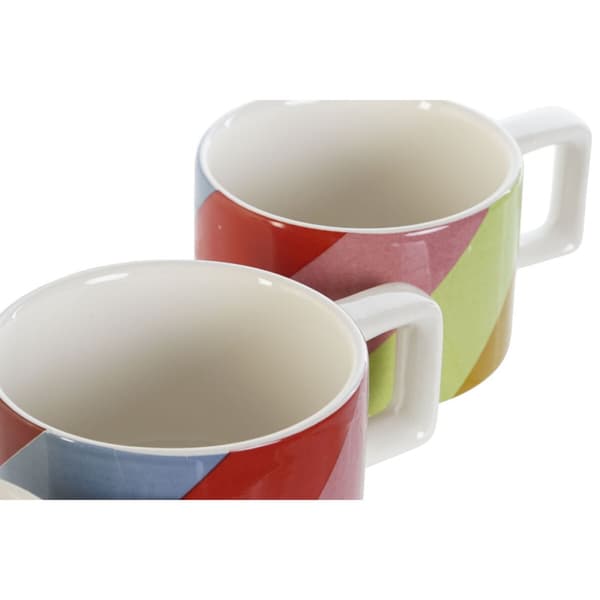 Osainen kahvikuppisetti DKD Home Decor Valkoinen Monivärinen Vaaleanruskea Metalli Bambu Dolomite 260 ml