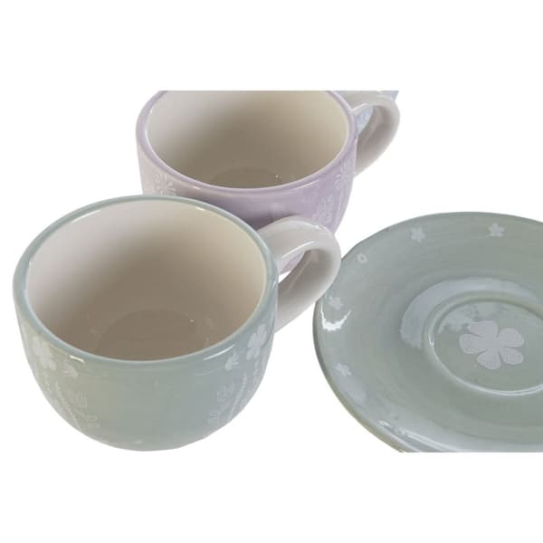 Kahvisetti DKD Home Decor Sininen Valkoinen Vihreä Liila Metalli Dolomite 180 ml