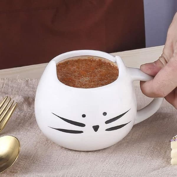 Keramisk mugg - ZGEER - Söt kattmugg 500ml - Svart och vit - Tål diskmaskin