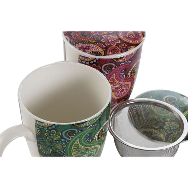 Krus med infusionsfilter Home ESPRIT Grøn Turkisblå Rødbrun Syren Moderne 340 ml (2 enheder)
