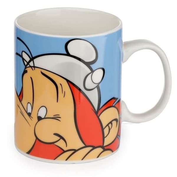 Asterix Obelix Puckator porslinsmugg - gul/grön/röd/vit - 9,5x11,5x8 cm