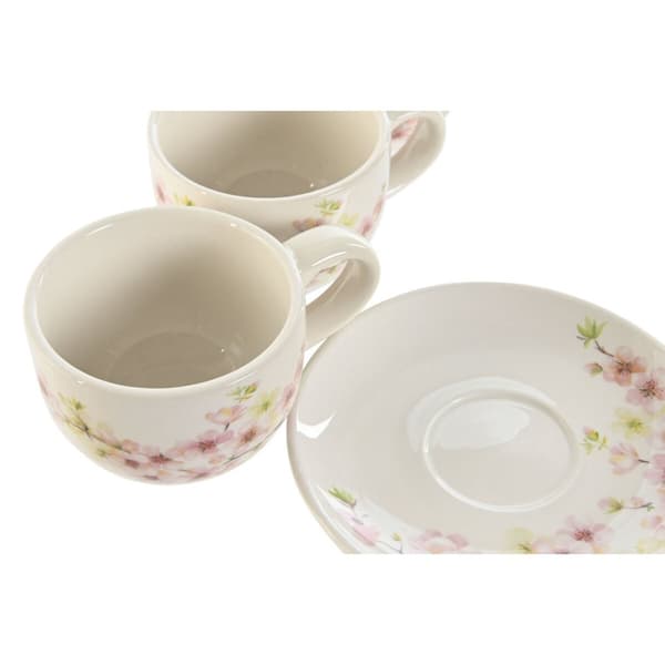 Set med kaffekoppar Home ESPRIT Gul Vit Rosa Lila Metall Dolomite 180 ml