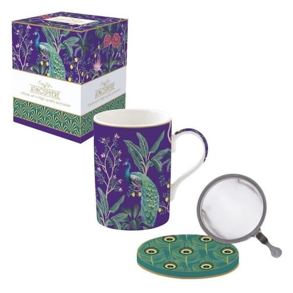 Imperial Peacock - presentförpackning för tekokare i porslin med filter i rostfritt stål - EASYLIFE