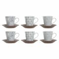 Miniatyrbillede 1 af 4: Dele kaffekopsæt DKD Home Decor Blå Hvid Brun Gummitræ Stentøj 150 ml