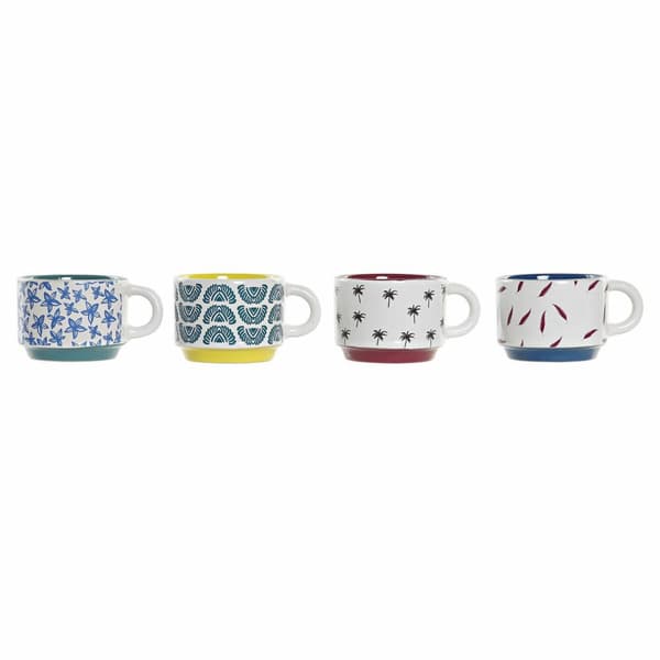 Dele kaffekopsæt DKD Home Decor Gul Blå Multifarvet Turkisblå Rødbrun Metal Stentøj 150 ml