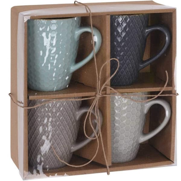 Dele kaffekopsæt Excellent Houseware Stentøj 300 ml Geometri