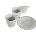 Pikkukuva 3 / 3: Mukisetti aluslautasilla DKD Home Decor Valkoinen Metalli Kivitavara 90 ml 8 x 6 x 6 cm 11 x 11 x 2 cm