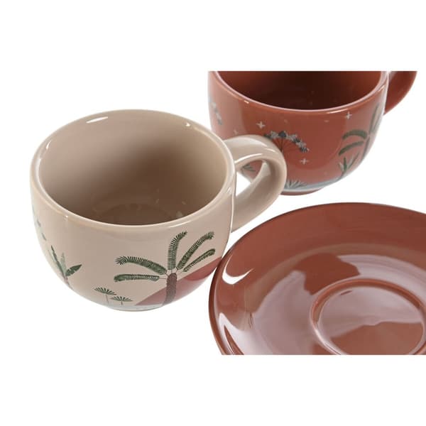 Osainen kahvikuppisetti Home ESPRIT Keltainen Beige Terrakotta Liila Metalli Dolomite 180 ml