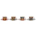 Miniatyrbillede 1 af 3: Set med kopper og underkopper Home ESPRIT Gul Rød Porcelæn 12,5 x 12,5 x 1,5 cm (4 enheder)
