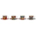 Miniatyrbillede 1 af 3: Set med kopper og underkopper Home ESPRIT Gul Rød Porcelæn 220 ml 15,6 x 15,6 x 1,7 cm (4 enheder)