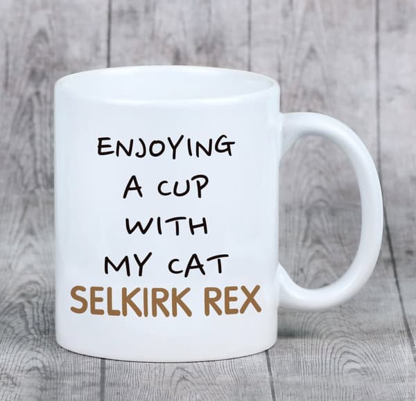 Selkirk Rex - krus med grafik og inskriptionen af Art-Dog-mærket