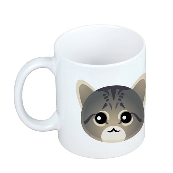 Aasialainen tabby - muki grafiikalla ja Art-Dog-tuotemerkin kirjoituksella