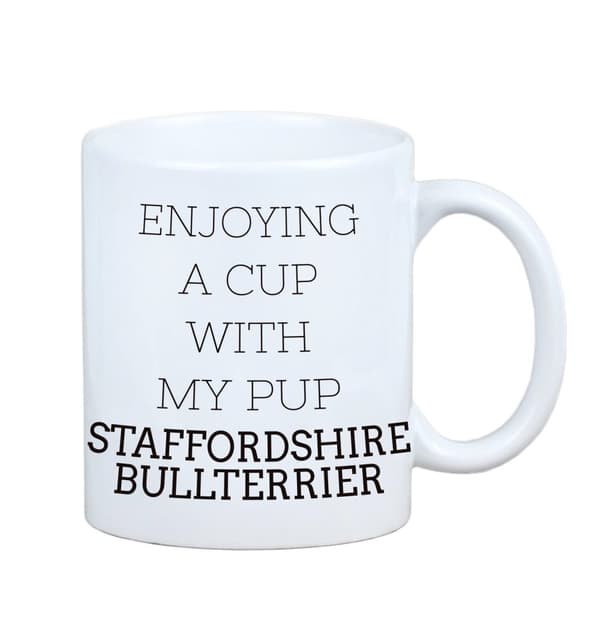 Staffordshire Bull Terrier, Staffik, Staffi - mugg med ett foto och inskriptionen geometrisk hund Art-Dog
