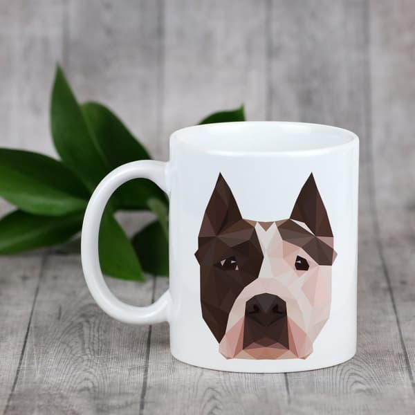 American Staffordshire terrier, Amstaff, Amstaf - mugg med foto och inskriptionen geometrisk hund Art-Dog