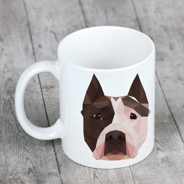 American Staffordshire terrier, Amstaff, Amstaf - mugg med foto och inskriptionen geometrisk hund Art-Dog