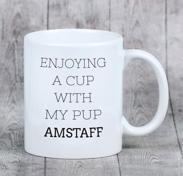 American Staffordshire terrier, Amstaff, Amstaf - mugg med foto och inskriptionen geometrisk hund Art-Dog