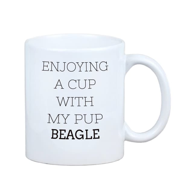 Beagle - krus med et foto og inskriptionen af en geometrisk Art-Dog-hund