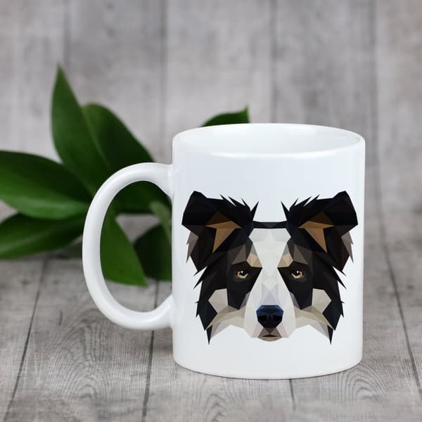 Border Collie - en mugg med ett foto och inskriptionen av en geometrisk Art-Dog-hund