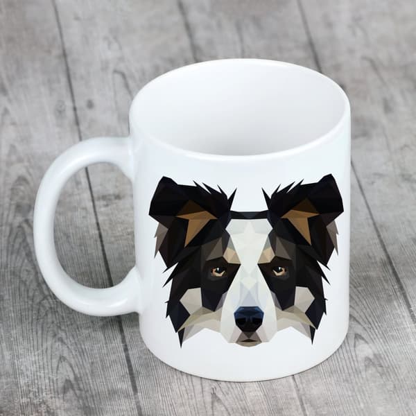 Border Collie - en mugg med ett foto och inskriptionen av en geometrisk Art-Dog-hund