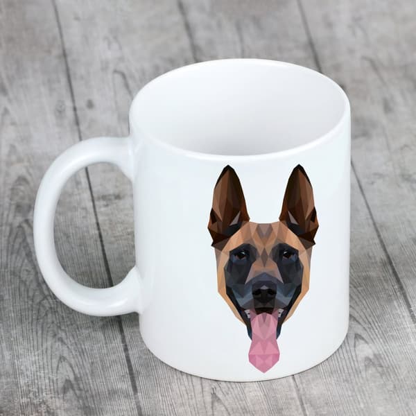 Malinois belgisk hyrde - krus med et foto og inskriptionen geometrisk hund Art-Dog