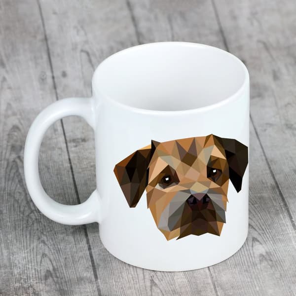 Border Terrier - mugg med ett foto och inskriptionen av en geometrisk Art-Dog-hund