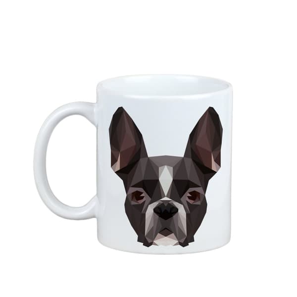 Boston Terrier, Boston Bull Terrier - krus med et foto og inskriptionen af en geometrisk Art-Dog-hund