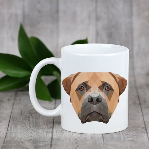 Bullmastiff, Bulmastiff - et krus med et foto og inskriptionen af en geometrisk Art-Dog-hund
