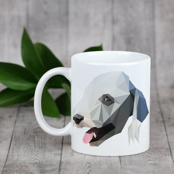 Bedlingtoninterrieri, Rothburyn terrieri - muki, jossa on valokuva ja merkintä geometrinen koira Art-Dog