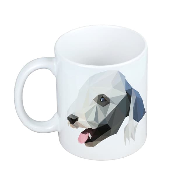 Bedlingtoninterrieri, Rothburyn terrieri - muki, jossa on valokuva ja merkintä geometrinen koira Art-Dog