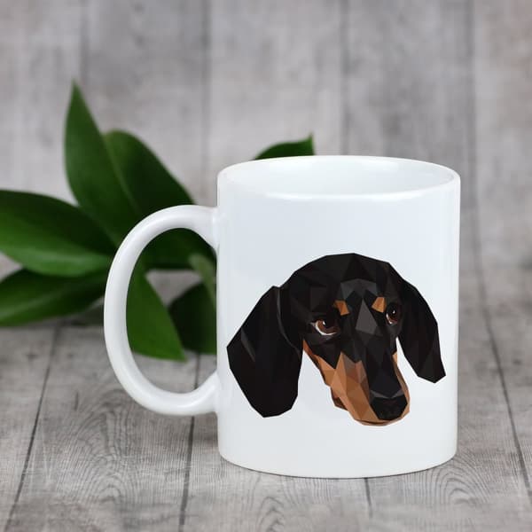 Korthåret gravhund - krus med foto og inskriptionen geometrisk hund Art-Dog