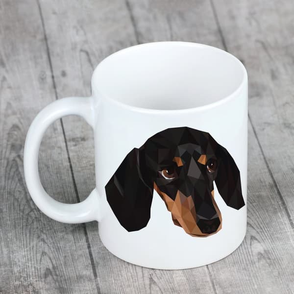 Korthåret gravhund - krus med foto og inskriptionen geometrisk hund Art-Dog