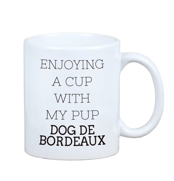 Dog of Bordeaux, Dogue de Bordeaux, French Mastiff - mugg med ett foto och inskriptionen av en geometrisk Art-Dog-hund