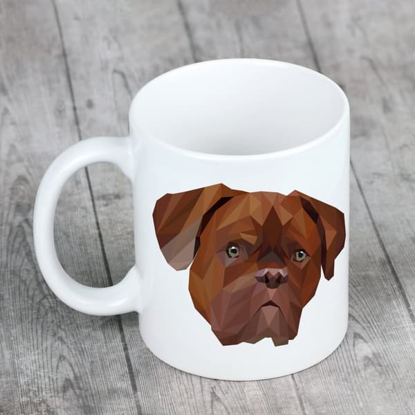 Dog of Bordeaux, Dogue de Bordeaux, French Mastiff - mugg med ett foto och inskriptionen av en geometrisk Art-Dog-hund
