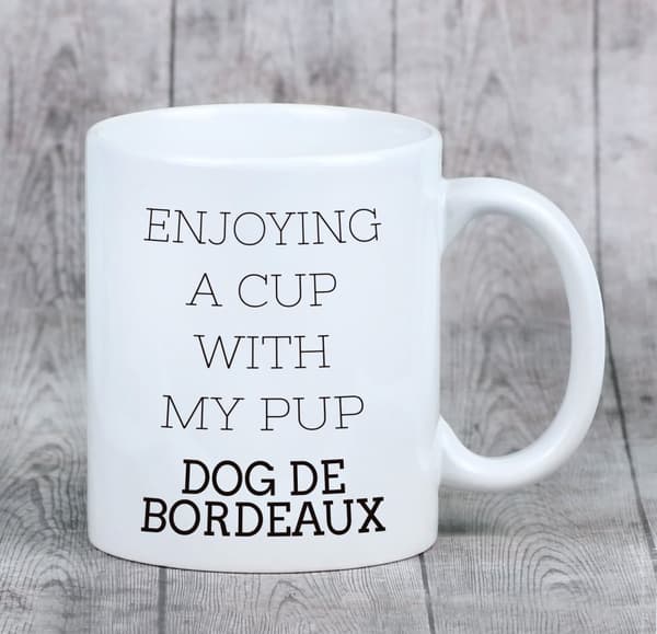 Dog of Bordeaux, Dogue de Bordeaux, French Mastiff - mugg med ett foto och inskriptionen av en geometrisk Art-Dog-hund