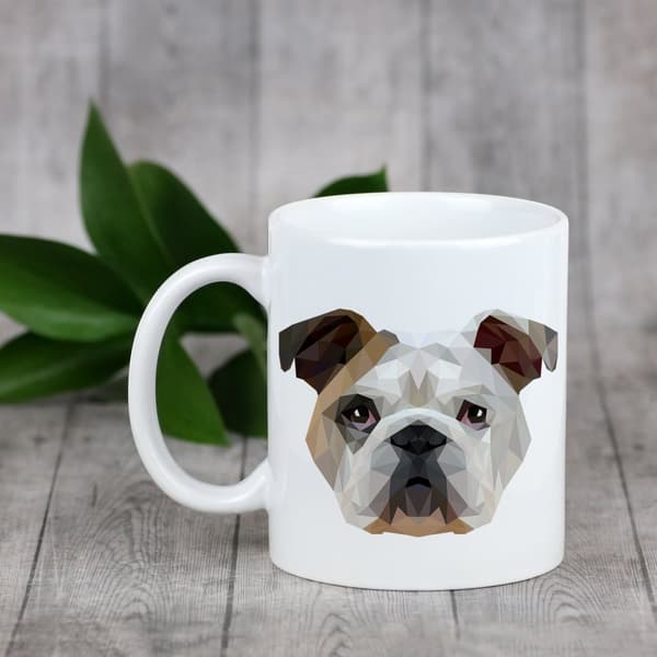 Engelsk bulldog, Bulldog - krus med foto og inskriptionen geometrisk hund Art-Dog