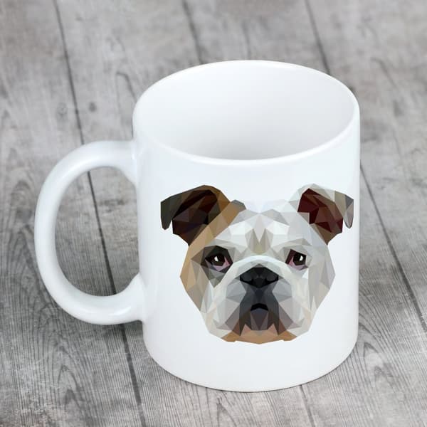 Engelsk bulldog, Bulldog - krus med foto og inskriptionen geometrisk hund Art-Dog