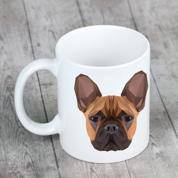 Ranskanbulldoggi - muki, jossa on valokuva ja teksti geometrinen koira Art-Dog