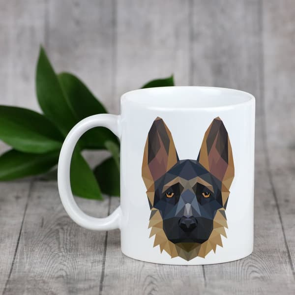 Schæferhund, Alsace I - krus med et foto og inskriptionen geometrisk hund Art-Dog
