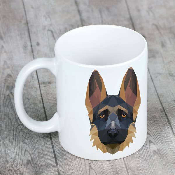 Schæferhund, Alsace I - krus med et foto og inskriptionen geometrisk hund Art-Dog
