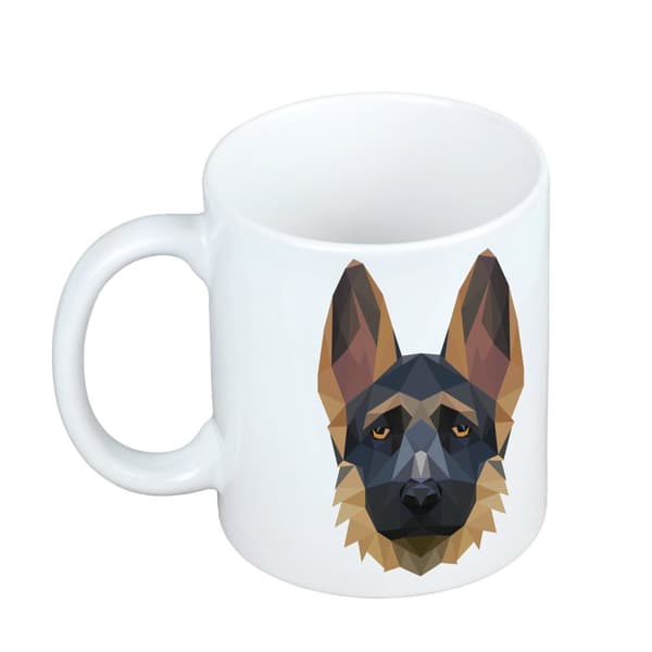 Schæferhund, Alsace I - krus med et foto og inskriptionen geometrisk hund Art-Dog